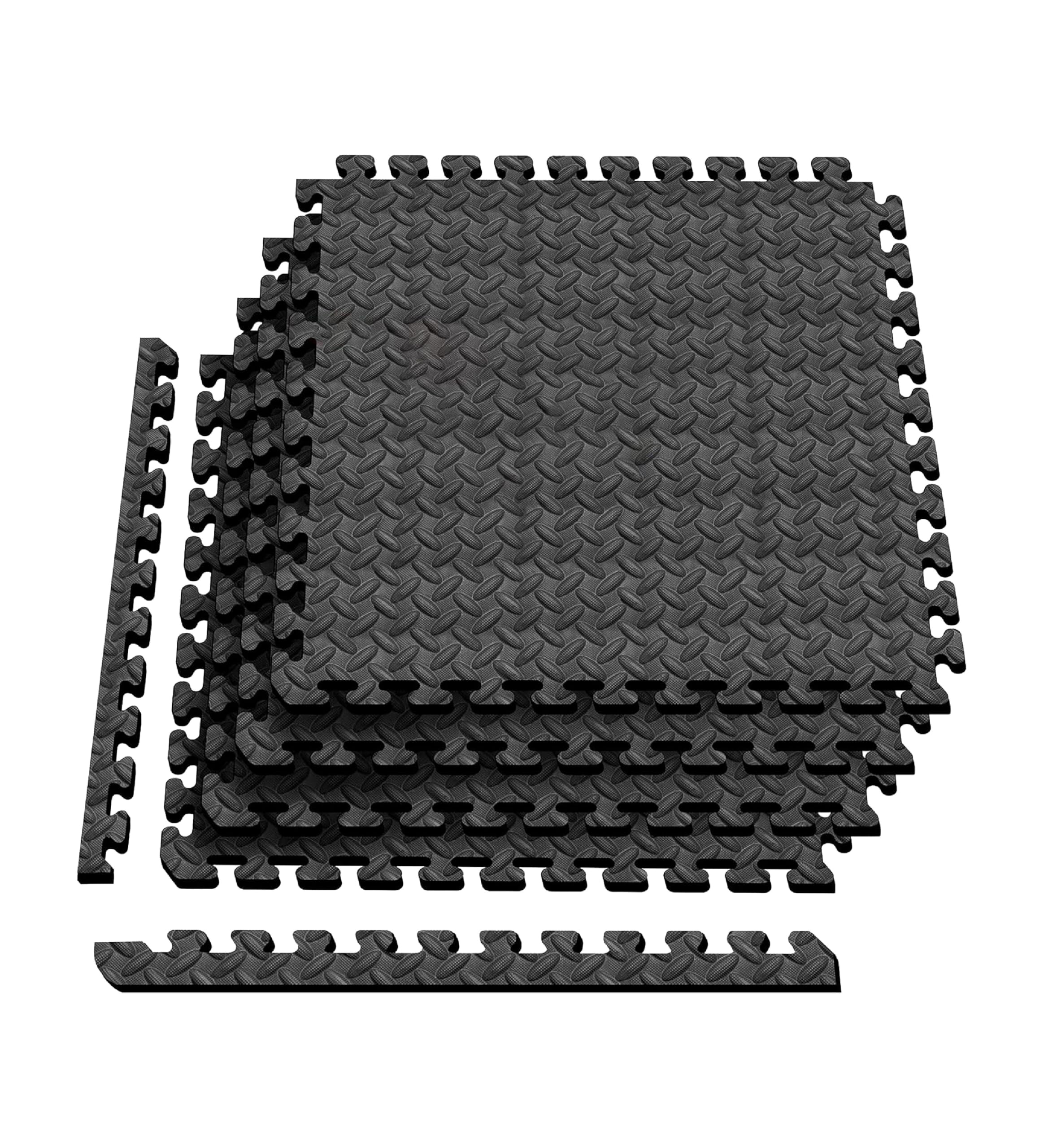 Gym Mat Interlocking EVA Puzzle Mats 12mm Thick Rubber Foam Cushion (60 x 60 Cm) Non-Slip Flooring Tiles for Yoga, Home Workout, Exercise & Children's Play Area (4 Tiles)