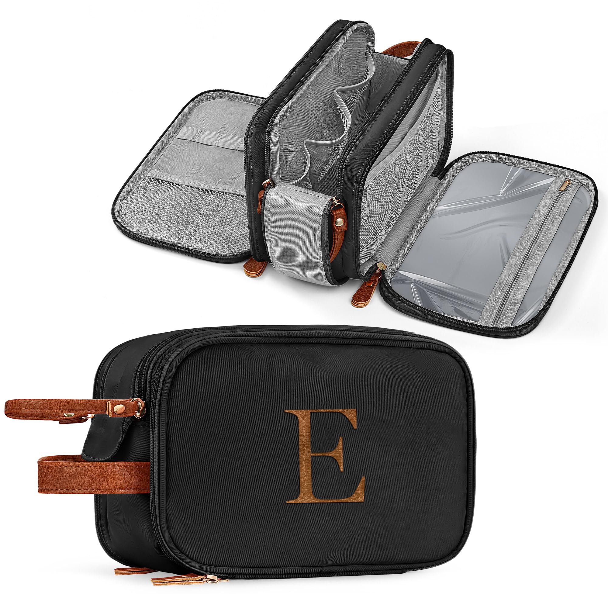 YOOLIFE Mens Travel Toiletry Bag - Personalized Gifts Initial Travel Toiletry Bag Hanging Dopp Kit for Men Water Resistant, Shaving Kit for Men