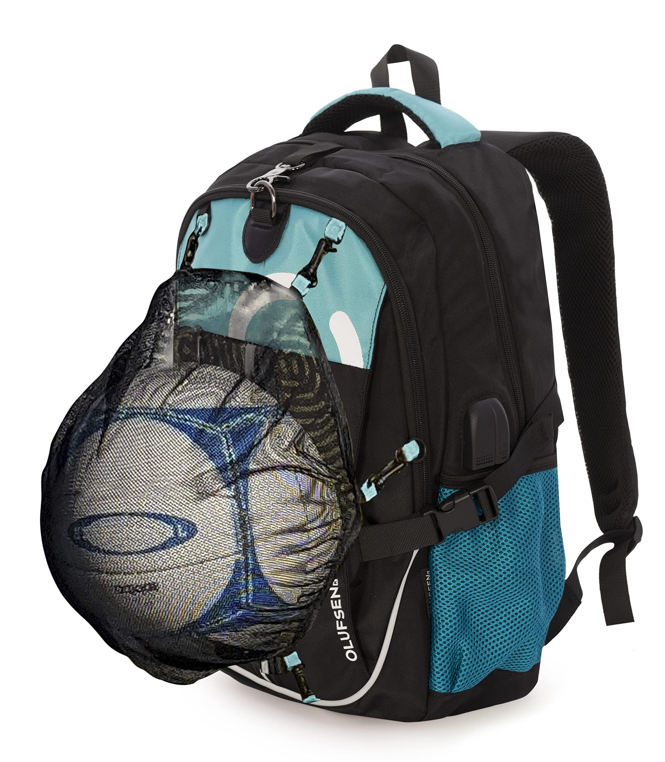 Mochila Polivalente BONN con Red Desmontable Porta Balones y Cascos Puerto USB Auriculares Hebilla Antirrobo