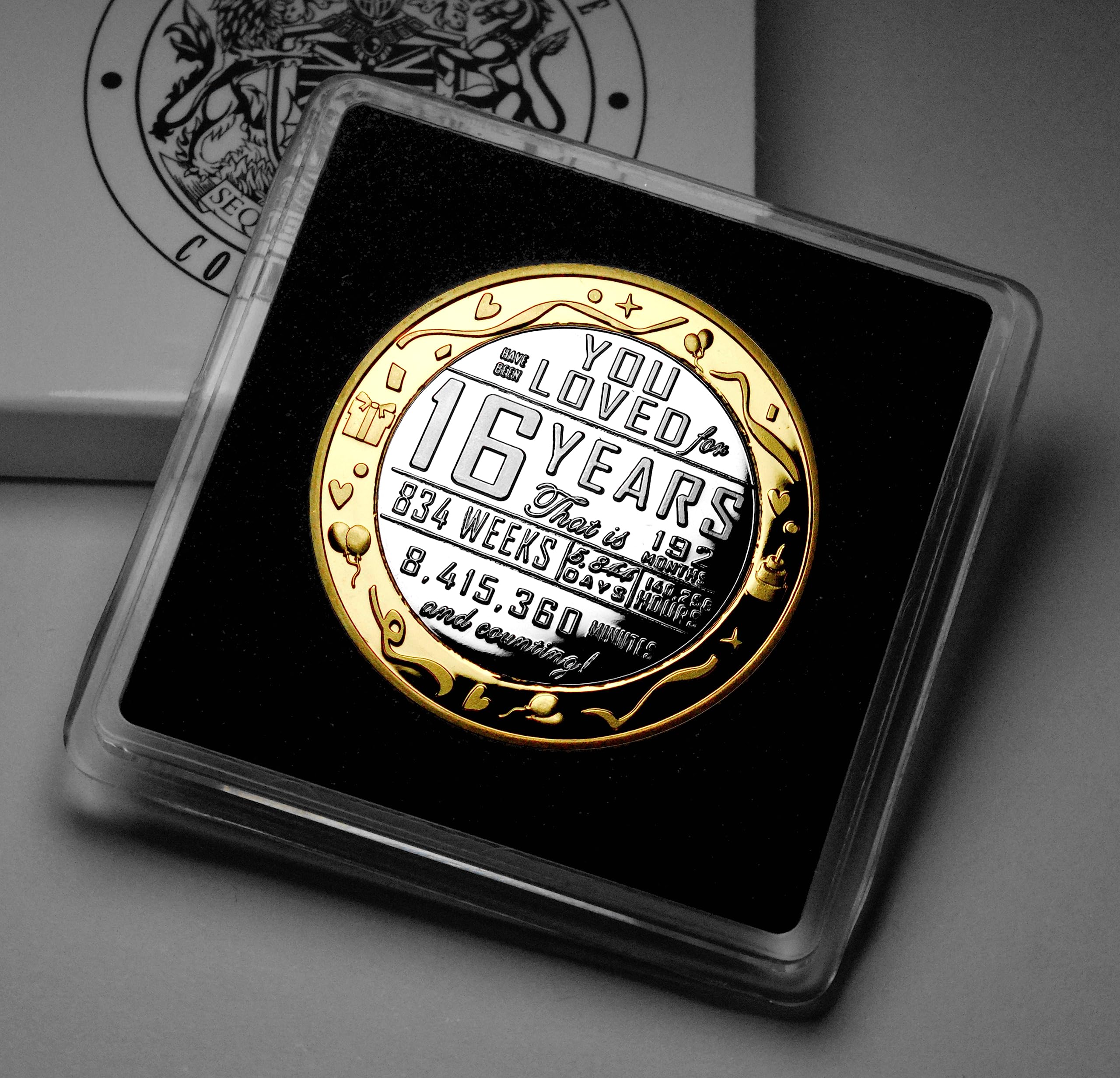 The Commemorative Coin Company Silver/Gold 16Th Birthday Dual Metal 24Ct & .999 Commemorative. Gift/Presentation Case. Party/Ideas/Gift/Present. Son/Daughter/Teenager. 16 Years
