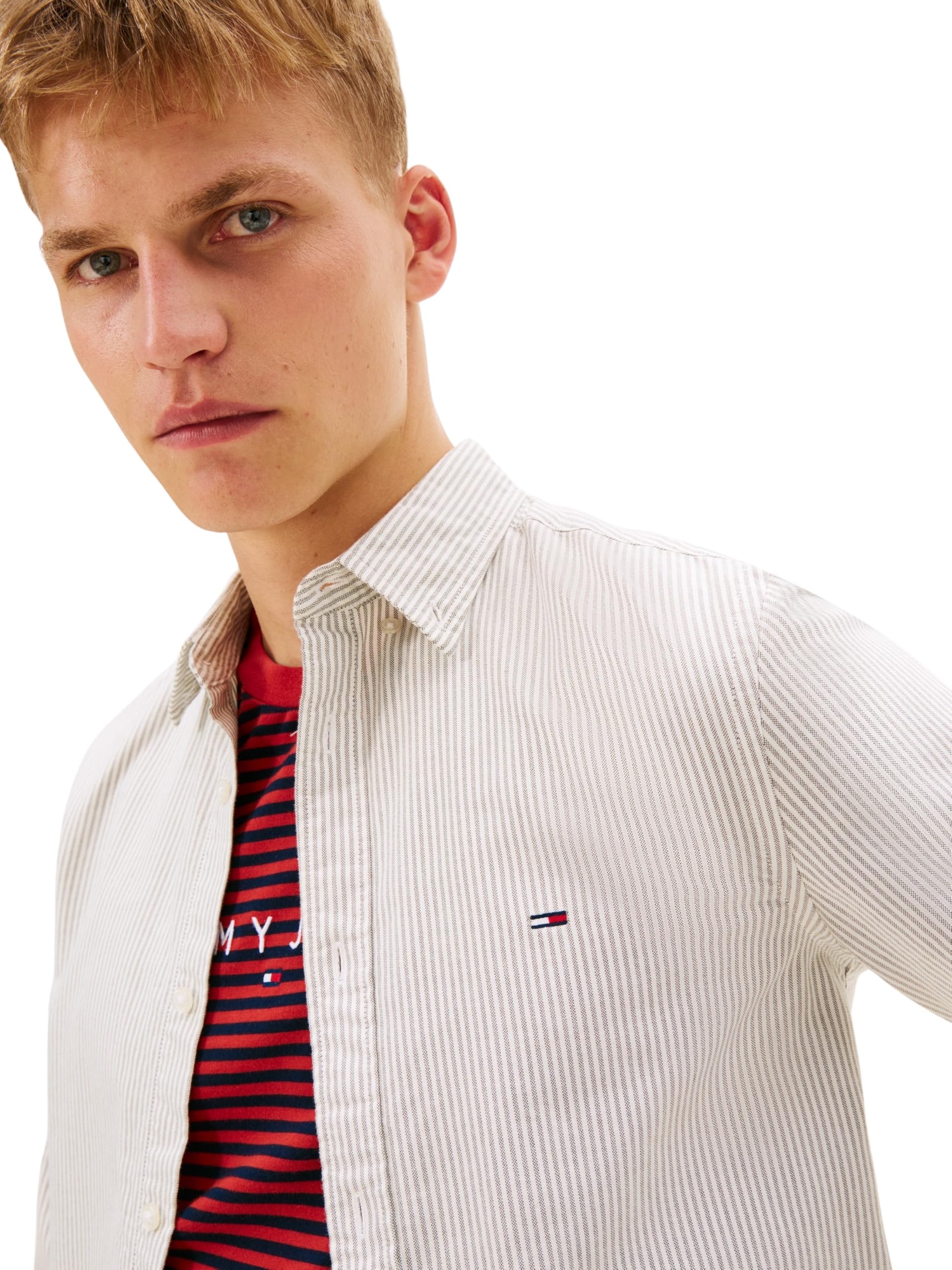 Tommy Jeans Camisa Hombre Stripe Oxford Slim Fit