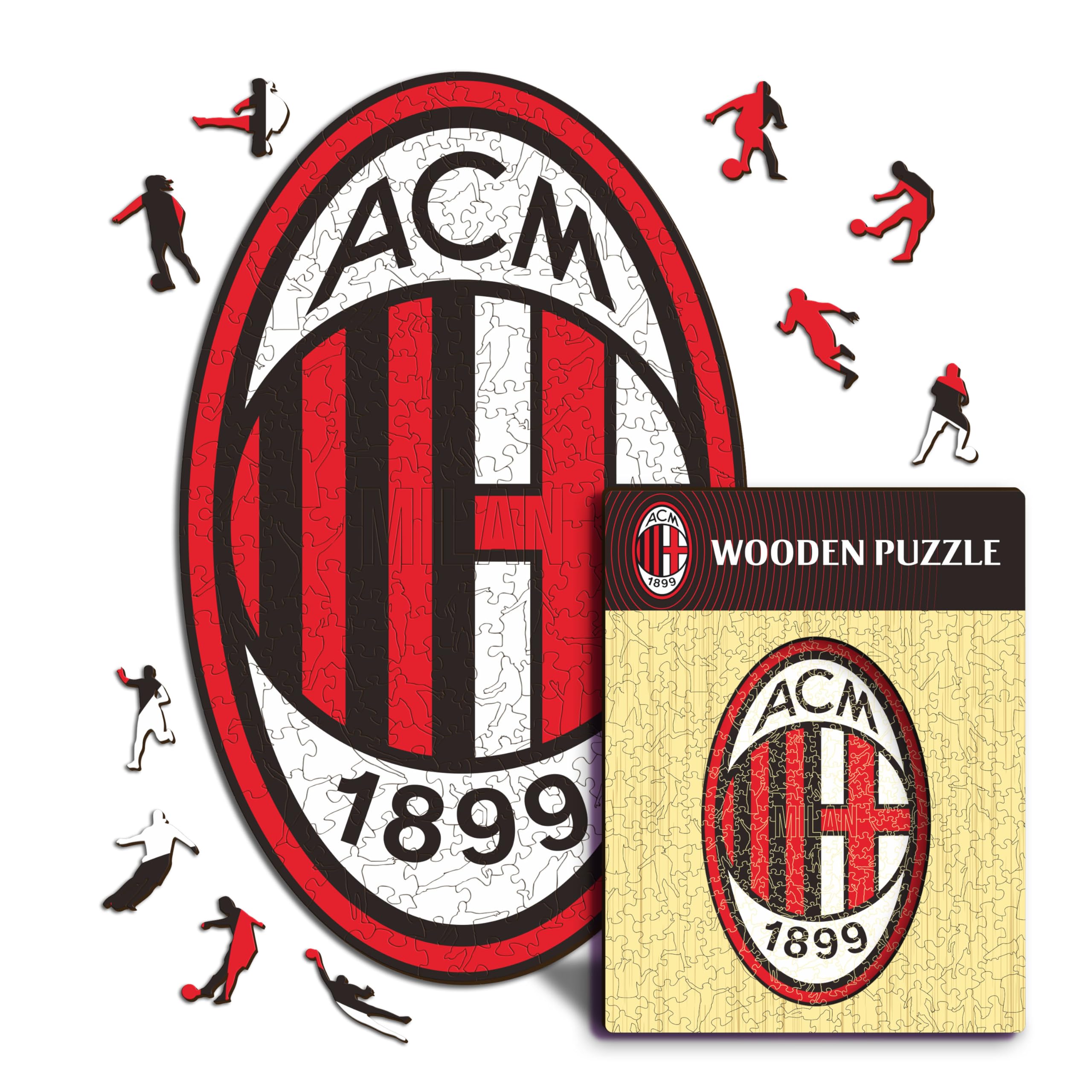 Iconic Puzzles, Milan Logo, Prodotto ufficiale, Puzzle di Legno per Adulti e Bambini, Legno 100% Sostenibile, Taglia M 270 Pezzi