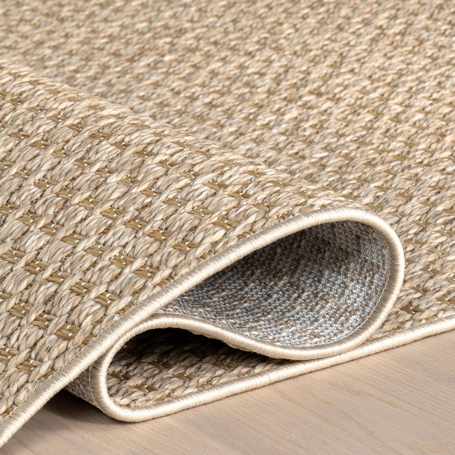 Beige Geometric Indoor/Outdoor Area Rug, 5' x 8'