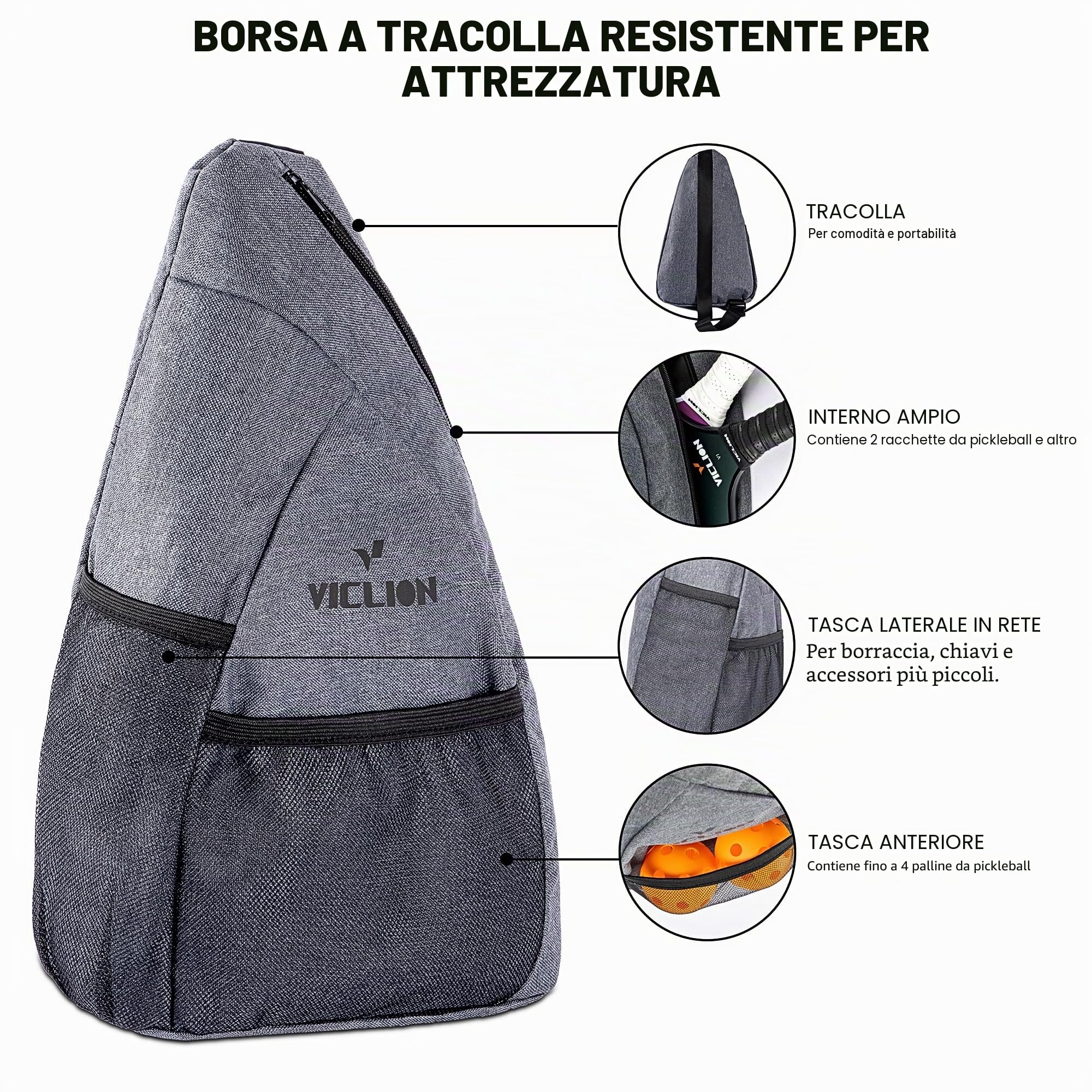 Pickleball Paddles, Set da 2 Racchette da Pickleball in Fibra di Carbonio Approvate da USAPA, con 4 Palline e 1 Borsa, Leggero per Principianti