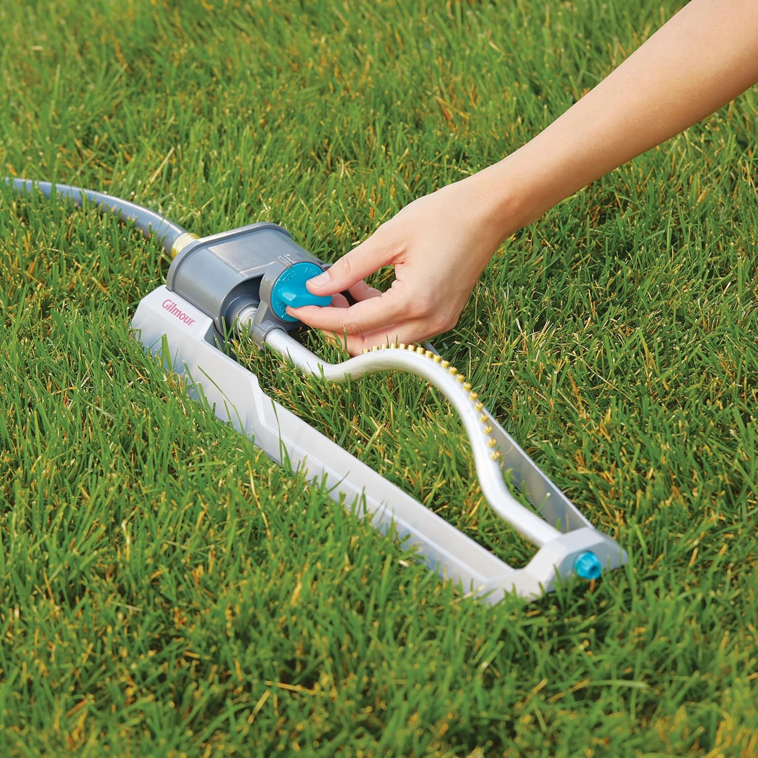 Gilmour 3900 Sq Ft Adjustable Rectangular Lawn Sprinkler, Oscillating Water Sprinkler for Large Area Coverage, Hose Sprinkler for Lawn and Garden, Gray