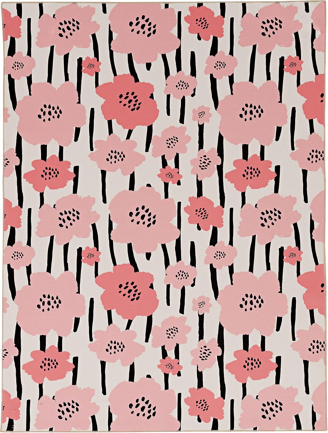 The Anywhere Washable Rug Minley Ivory/Pink 5' X 7' Area Rug