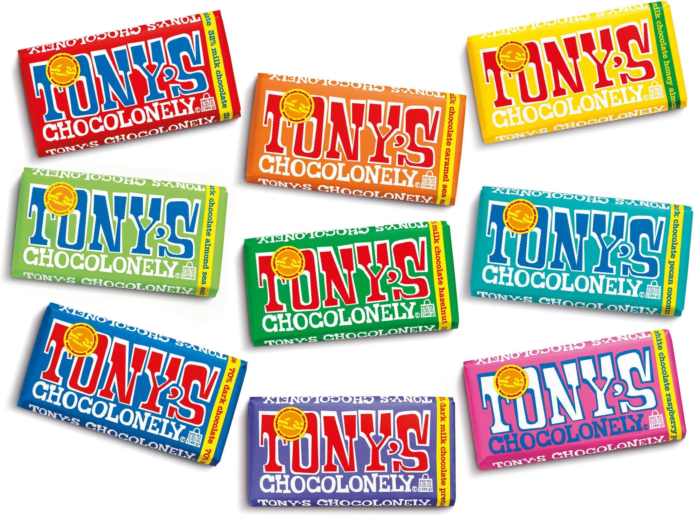 Amazon.com : Tony's Chocolonely Milk Chocolate Everything Bar - Belgium ...
