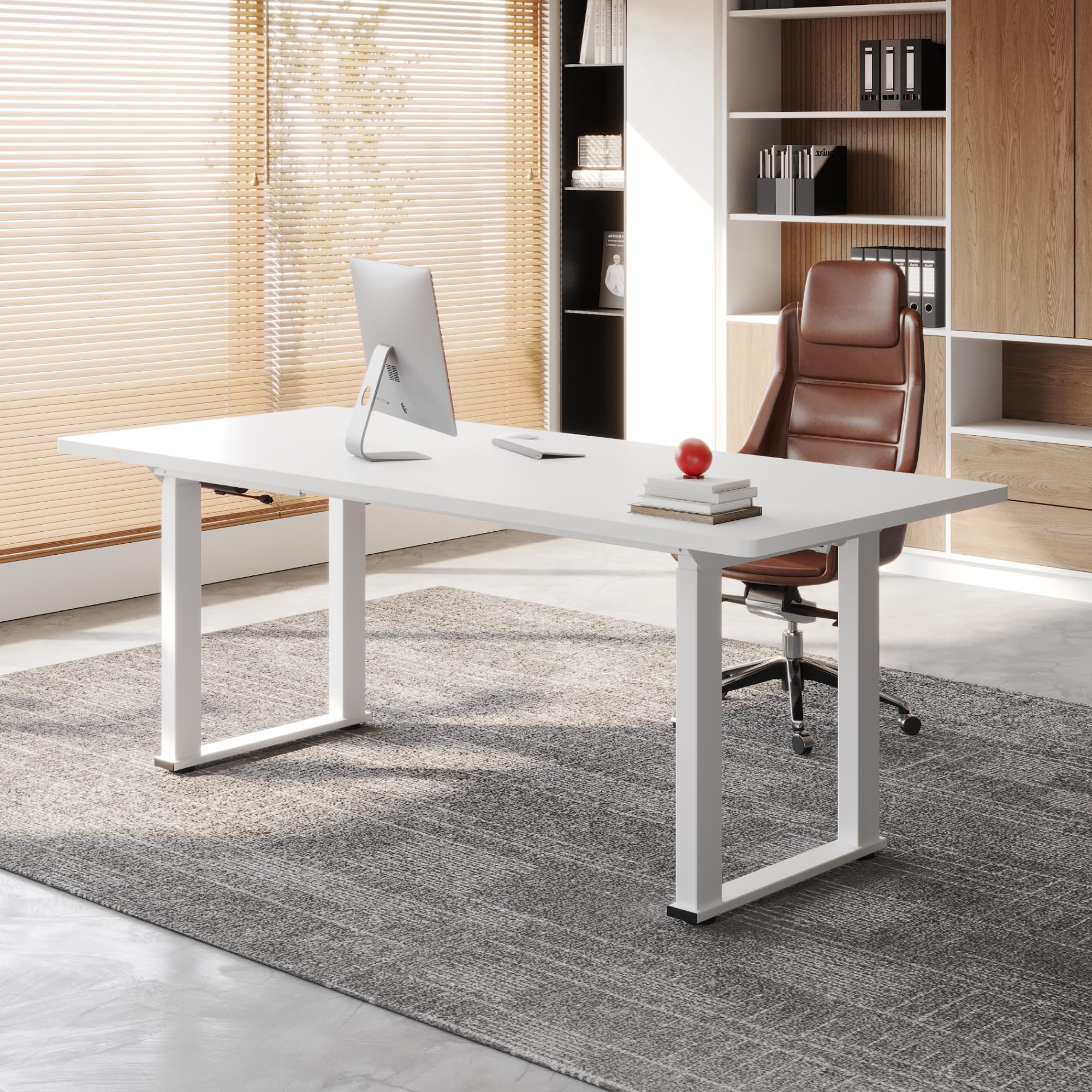 FLEXISPOT Scrivania alzabile elettrica, telaio da tavolo, struttura da tavolo con 4 gambe, telaio in acciaio per tavolo da pranzo e con 2 motori, con memoria a 4 pulsanti, carico da 150 kg, bianco