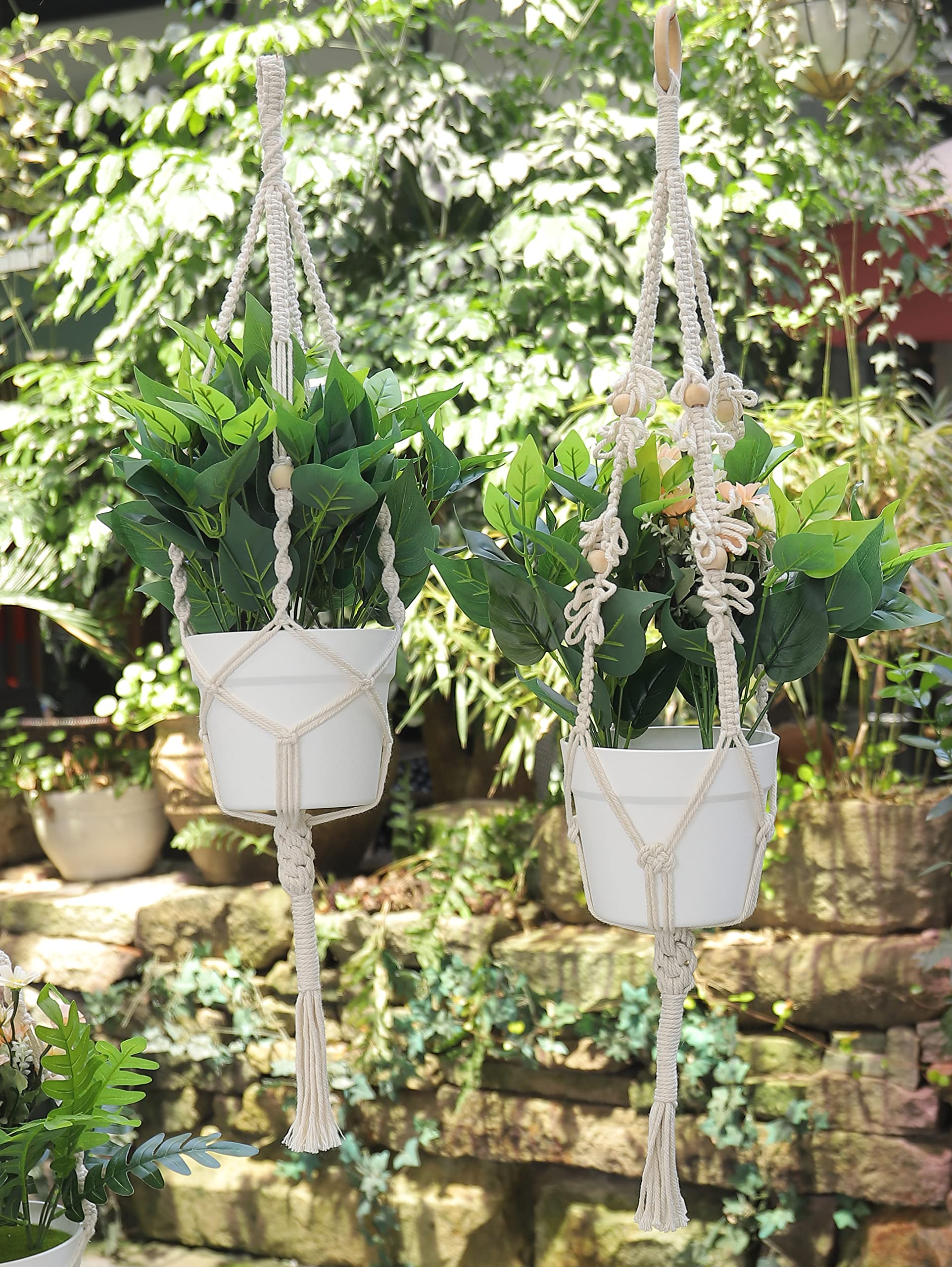 MAOQIAN Kit de macramé 3 en 1 para principiantes, cordón de macramé de algodón de 3 mm x 220 yardas, 3 kits de colgador de plantas de macramé para adultos con instrucciones (idioma español no