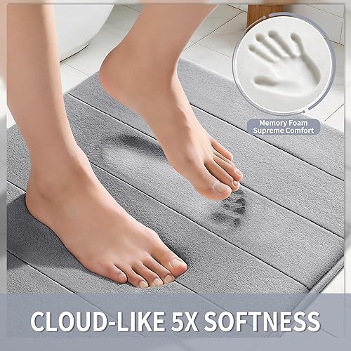 Miniatura 3 de Yimobra Tapete de baño de espuma viscoelástica de tamaño grande de 44 x 24 pulgadas, cómodo, suave, superabsorción de agua, lavable a máquina,