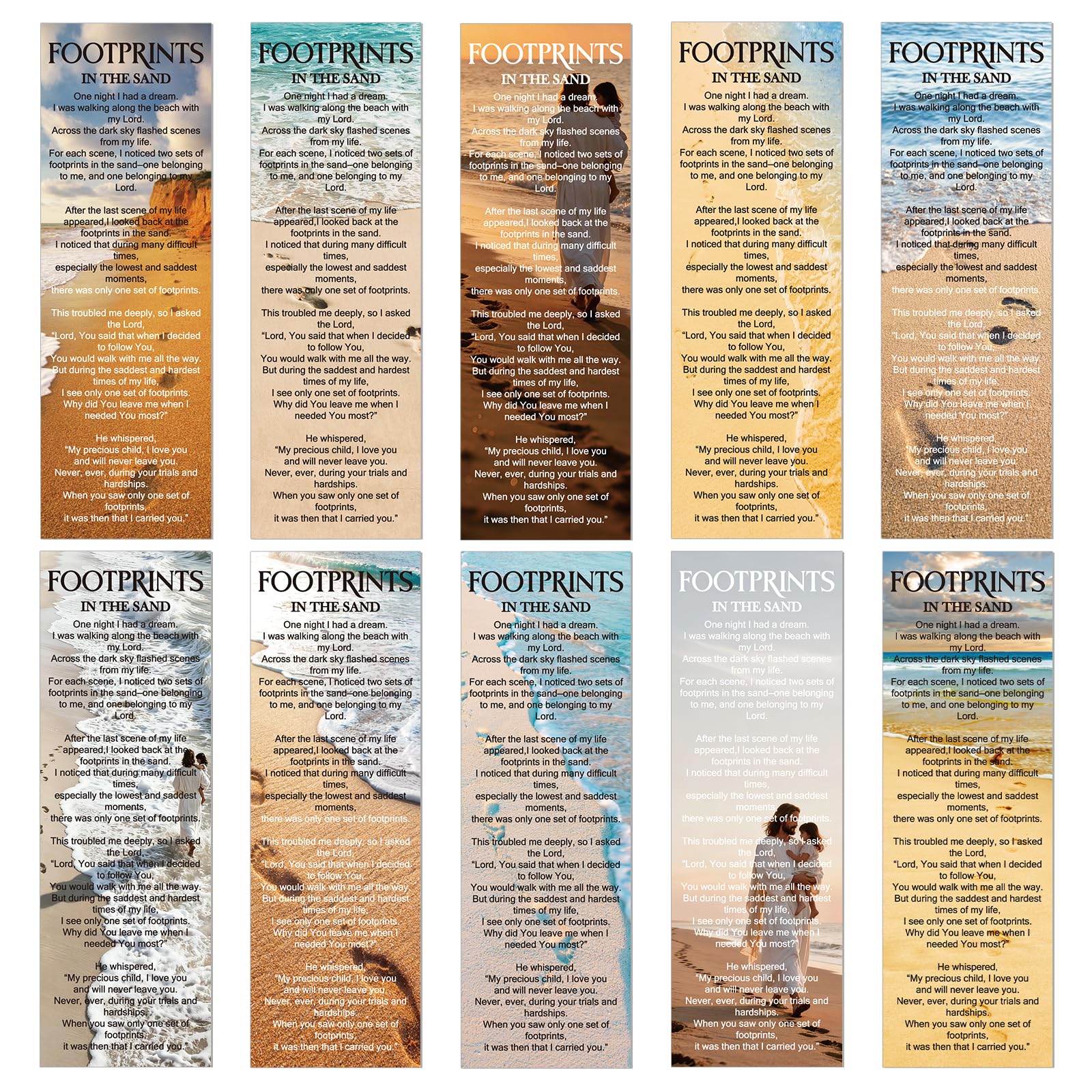 Footprints in The Sands Bookmarks Gifts - 100 Pcs Christian Religious Bookmark Bible Inspirational Page Markers Clips Book Mark Prayer Gospel Tracks for Evangelism Church Office Home Supplies