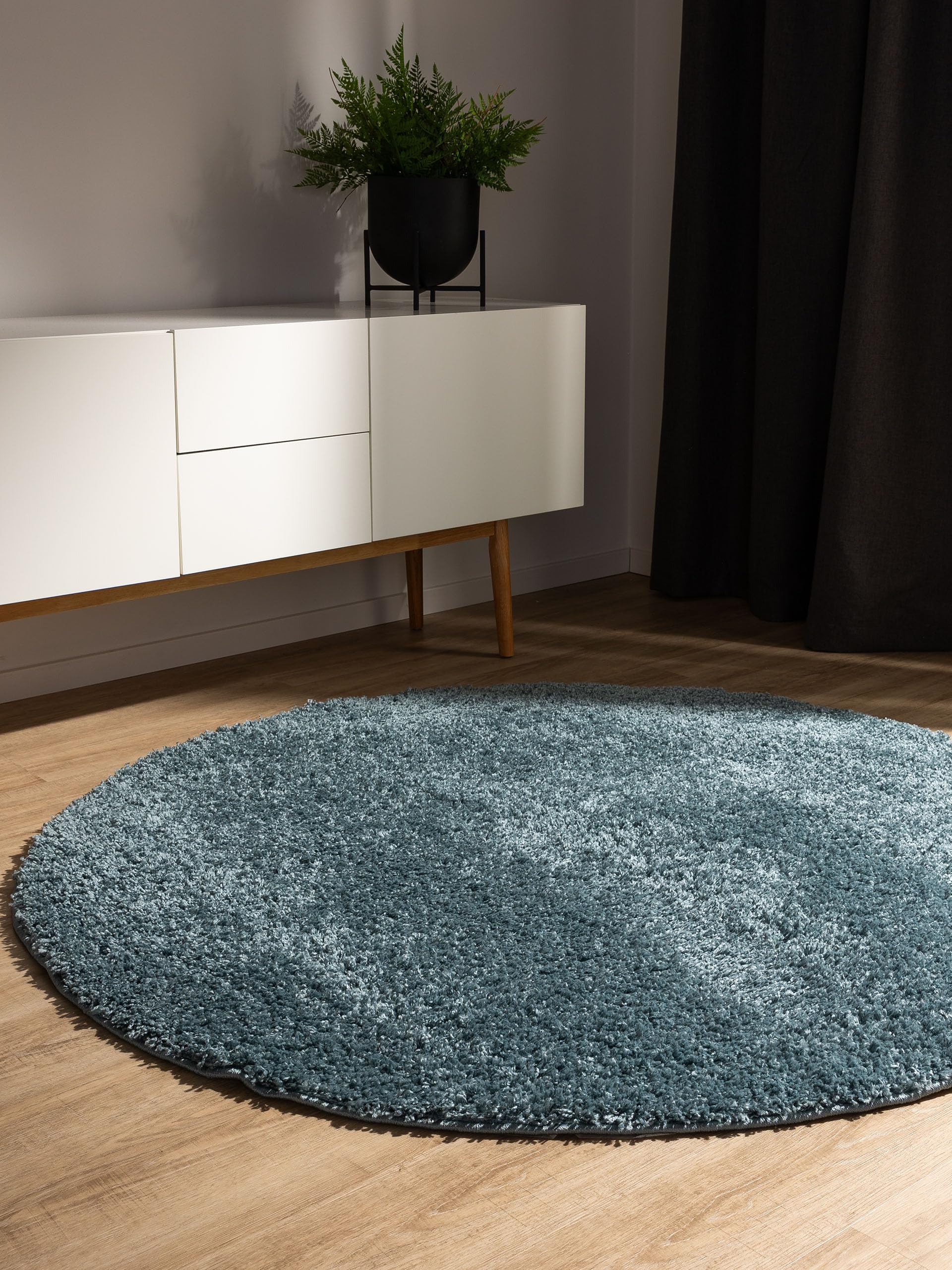 benuta Sohari - Alfombra básica de pelo largo para salón, redonda, 80 cm, aspecto minimalista, suave y lavable, para dormitorio, pasillo o comedor, adecuada para calefacción por suelo radiante