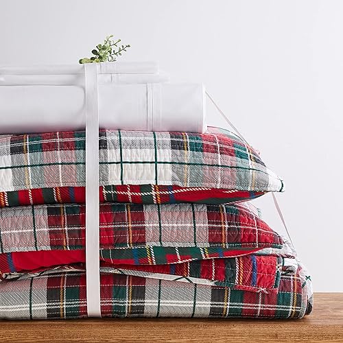 Miniatura 7 de Levtex Home - Colcha Spencer a cuadros - FullQueen - Tartán de Navidad - Rojo, verde, blanco, azul, dorado - Colcha (88 x 92 pulgadas) - Reversible