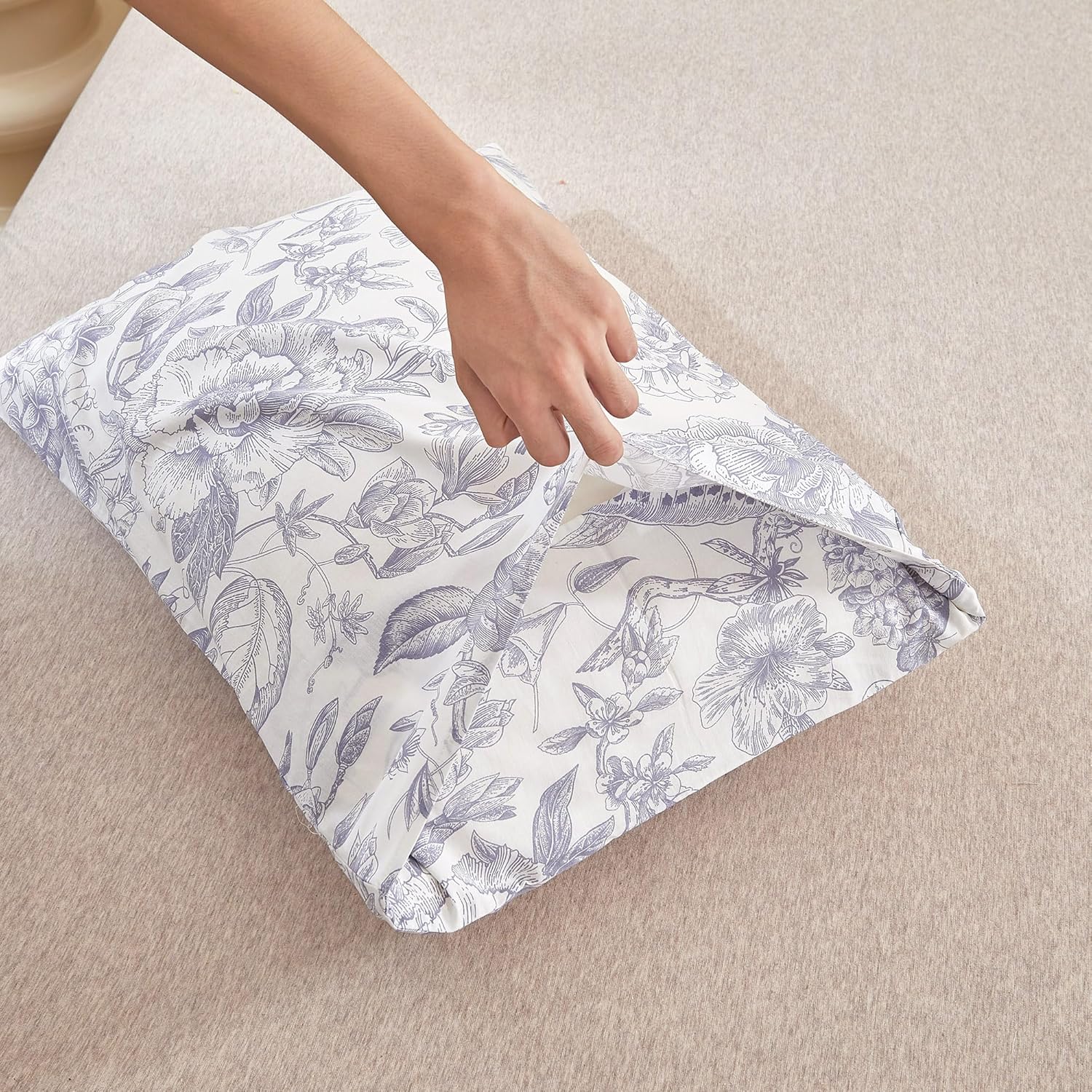 ECOCOTT 2 Pack Pillowcase Standard Size with Vintage Floral Pillow Cases Set, 100% Cotton Standard Pillow Covers Envelope Closure (Standard, 20"x26") - Image 8