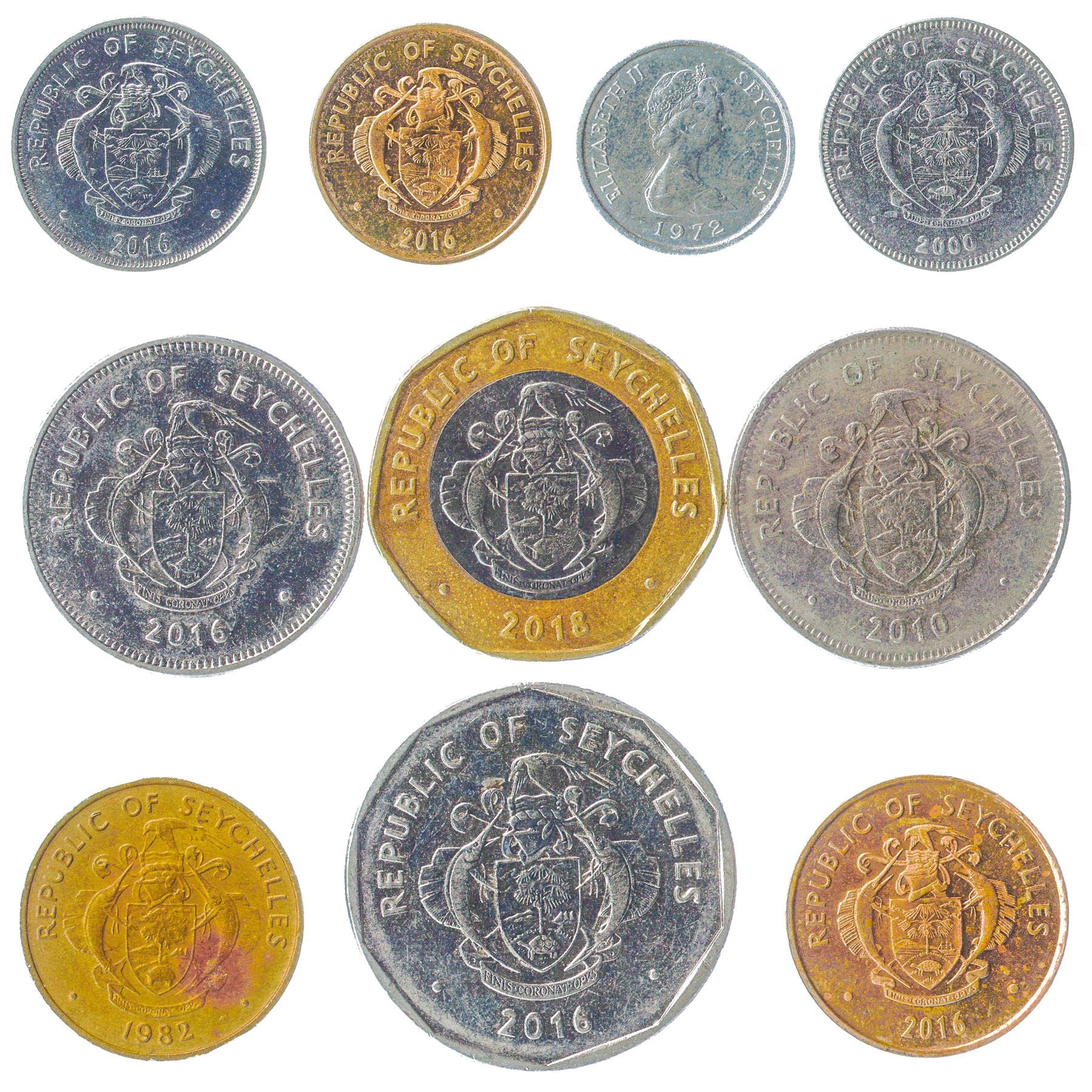 10 SEYCHELLES COINS 5 CENT, 10 RUPEES. OLD COINS COLLECTION FROM EAST AFRICA - Image 4