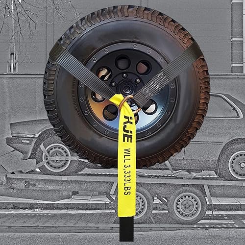 Miniatura 6 de KJE Paquete de 4 correas de amarre de automóvil para remolques, correa de trinquete de neumáticos con ganchos planos, 2 pulgadas x 10 pies, 10,000