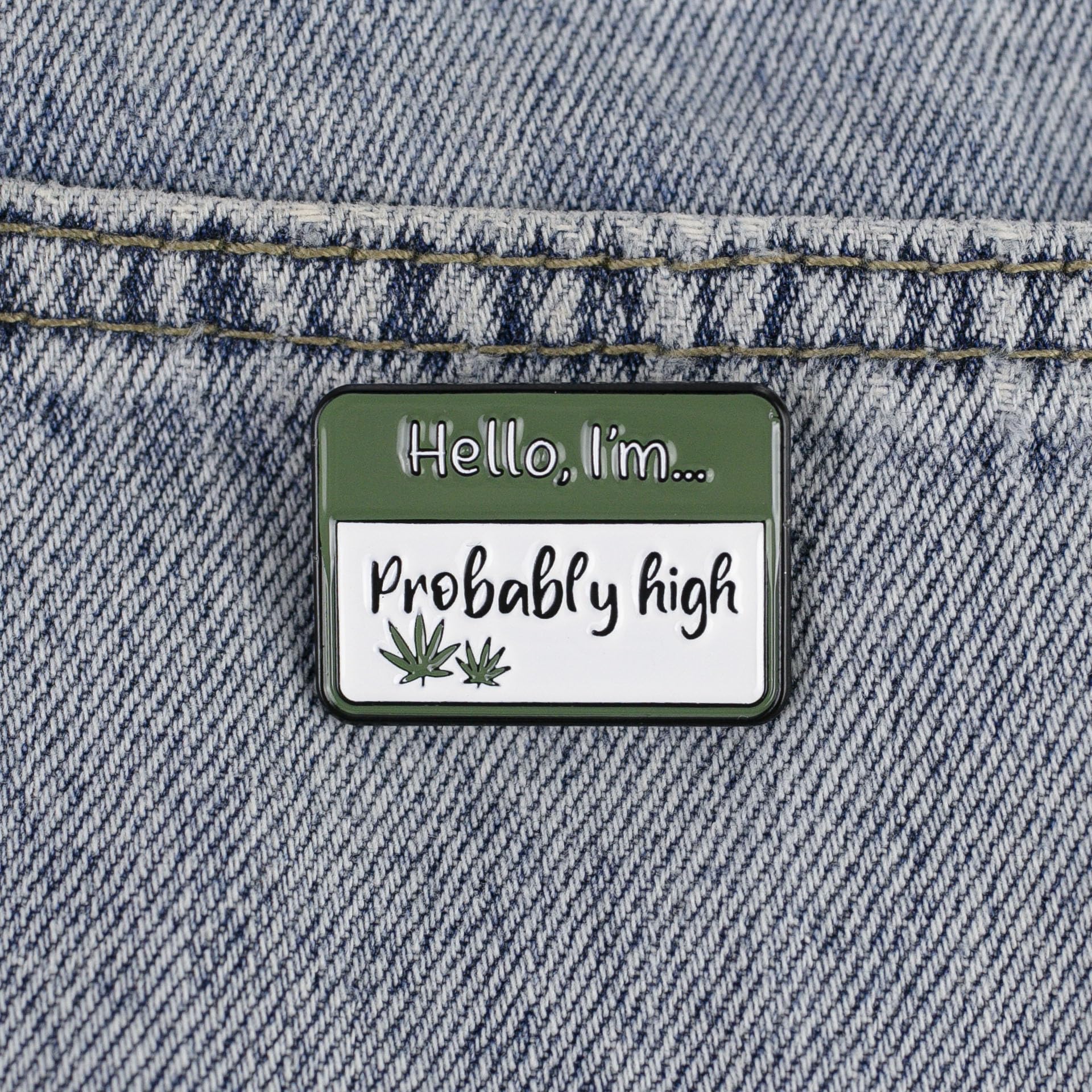 Hello I’m Probably High Enamel Pin, Stoner Cannabis Pin Brooch, Marijuana Smoker Badge Brooch, Smoking Weed Lapel Badges, Funny Gift For 420 Smoker Weed Lover, Blunt Addict Decorative Jewelry Accessories