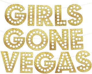 Girls Gone Vegas Gold Glitter Banner - Las Vegas Bachelorette and Birthday Party Decorations, Favors, Supplies, and Ideas