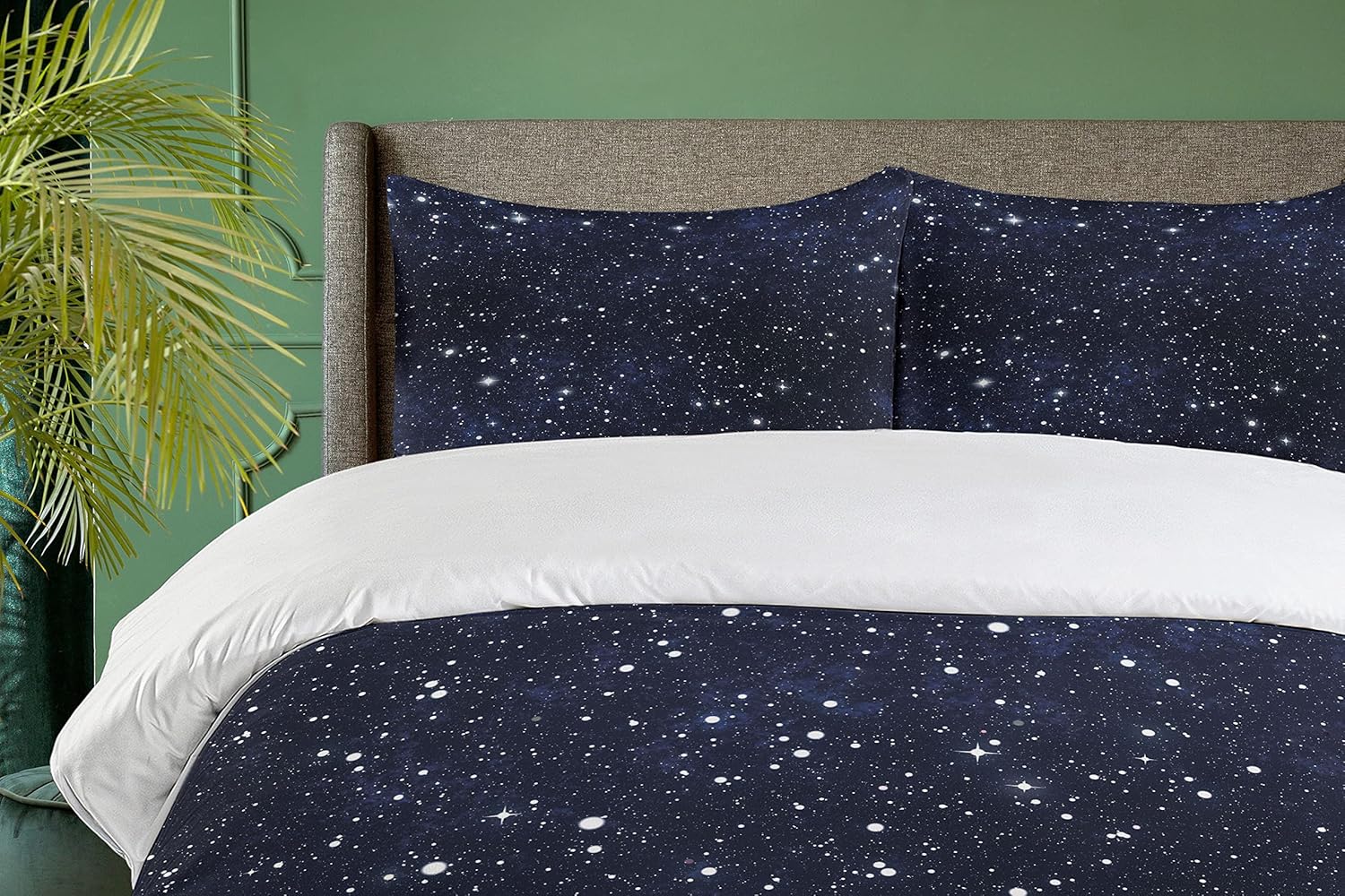 Ambesonne Night Duvet Cover Set, Composition Dots Sky Theme Abstract Style Arrangement Cosmos Concept Print, Decorative 2 Piece Bedding Set with 1 Pillow Sham, Twin Size, Dark Blue White Twin Dark Blue White