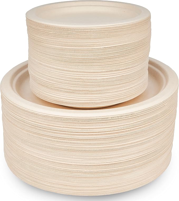 HAAGO 100 Sugarcane Biodegradable Heavy Duty Plate Set (18cm / 7 '' and
