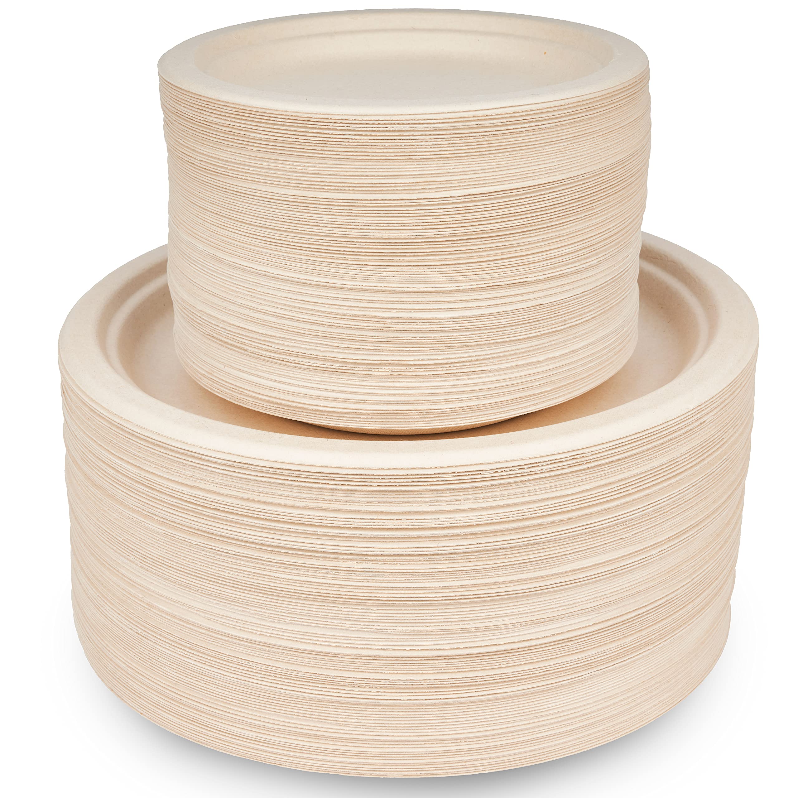 HAAGO 90 Sugarcane Bagasse Plates Set - Eco-Friendly Like Paper Plates, Biodegradable & Compostable, Disposable Plates for Parties, Dinner and Starter/Dessert | Perfect for Outdoors, Weddings & BBQs