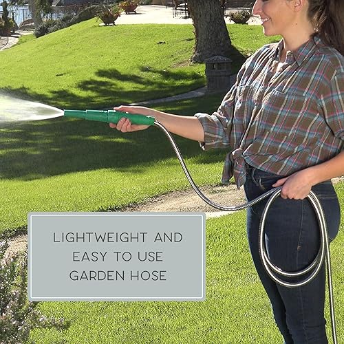 Miniatura 2 de Bernini - Manguera de jardín de metal de 40 pies, manguera de jardín súper flexible, ligera, sin torceduras, resistente a pinchazos, manguera de