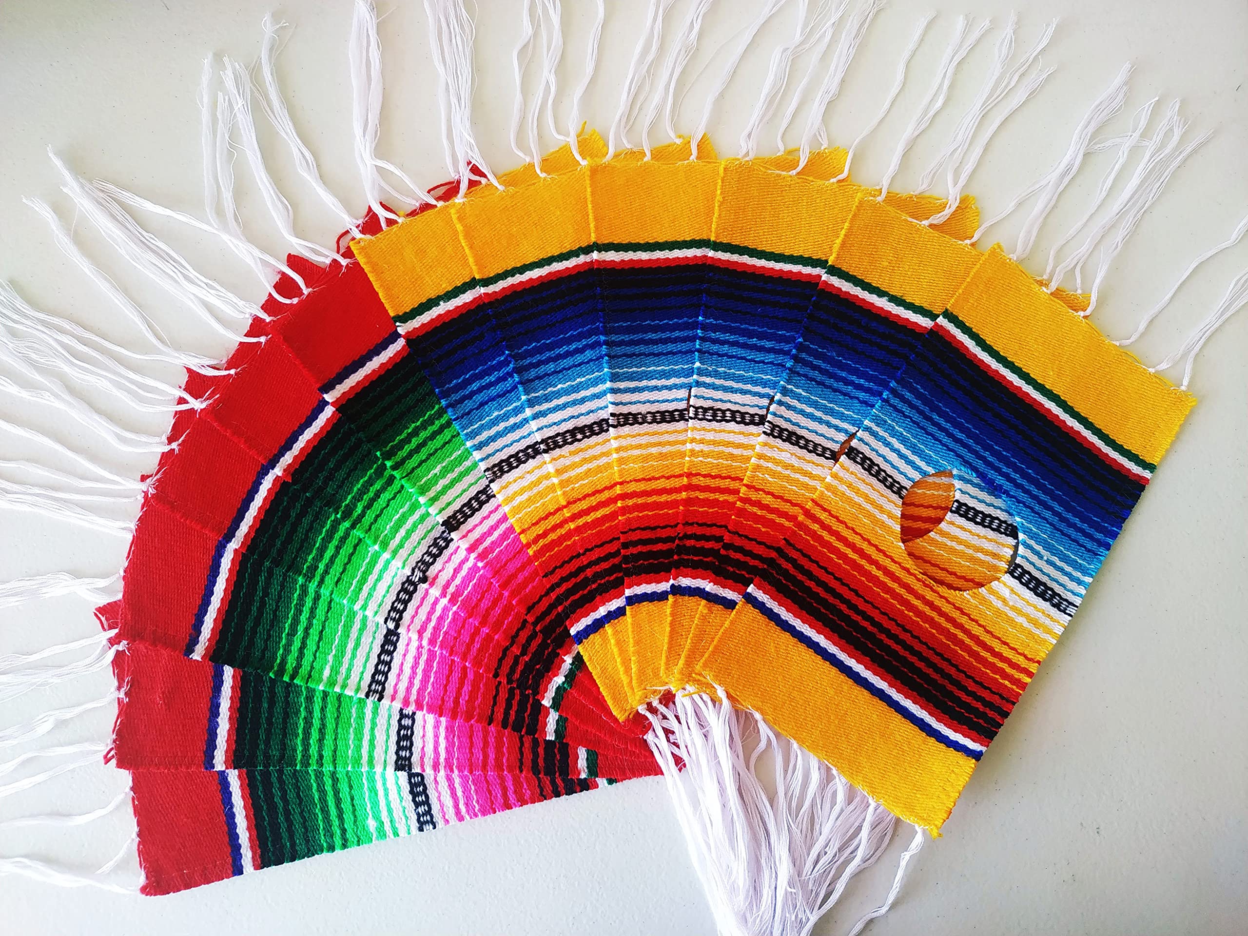 Yani's Gifts 12 Beer Poncho Mini Serapes for Cinco De Mayo, Day of the Dead or Any Mexican Party or Fiesta, Multicolor Ponchos for Beer 12 Pack, Tequila or Margarita Mix Bottles