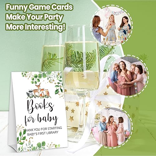 Miniatura 6 de Woodland Baby Shower Libro Insertar Solicitud Letrero Y Tarjetas, Tema Safari Baby Shower Party Juego Tarjetas Decoraciones Fiesta Decoración Señal
