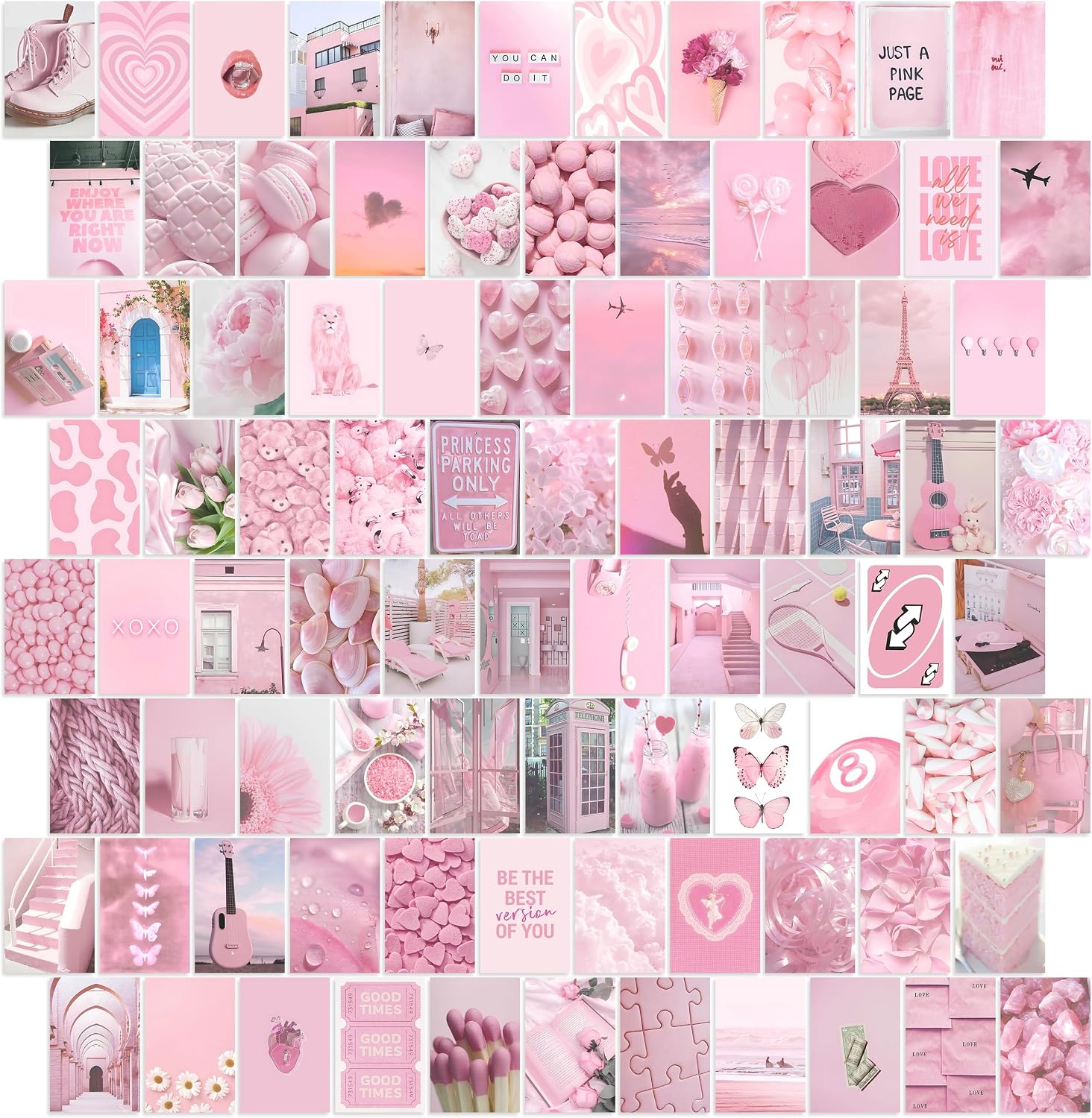 Y2K BOO Blush Pink Aesthetic Wall Collage Kit - 100pcs 4x6 Photo Prints for Wall Decor, Dreamy Light Pink & Baby Pink Room Decor, Soft Rose Art Posters for College Dorm & Apartment