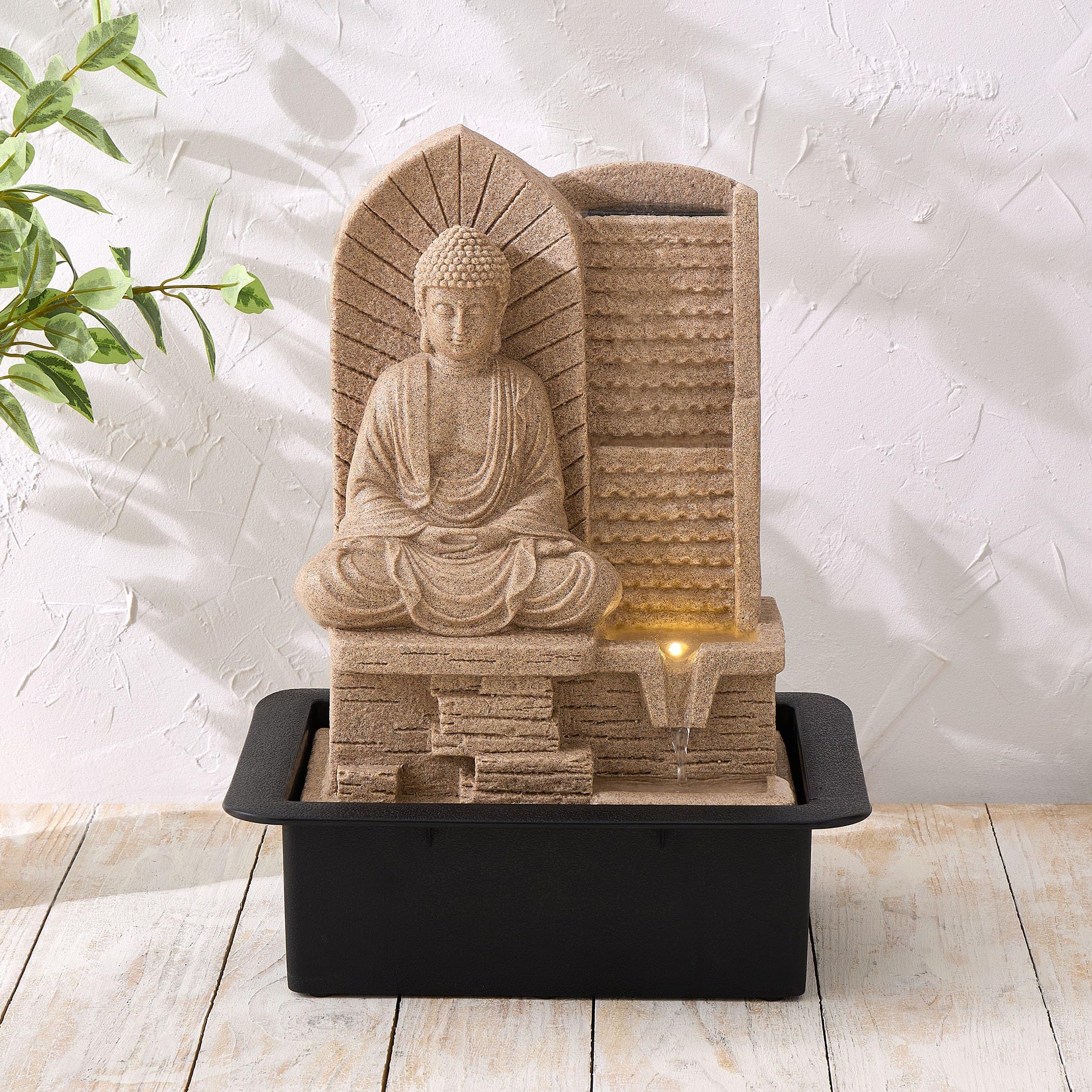Home Centre Corsica Alpine Polyresin Buddha Water Fountain - 30x22x39cm-image-11