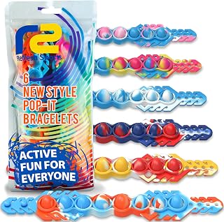 Pop It Bracelet Fidget Toy: Push Pop Its Fidget Bracelets for Kids. 6 Watch Bubble Wristband Popit Fidget Toys Pack. Best Bulk Birthday Party Favors & Goodie Bag Stuffers Gifts for Girls Boys & Adults