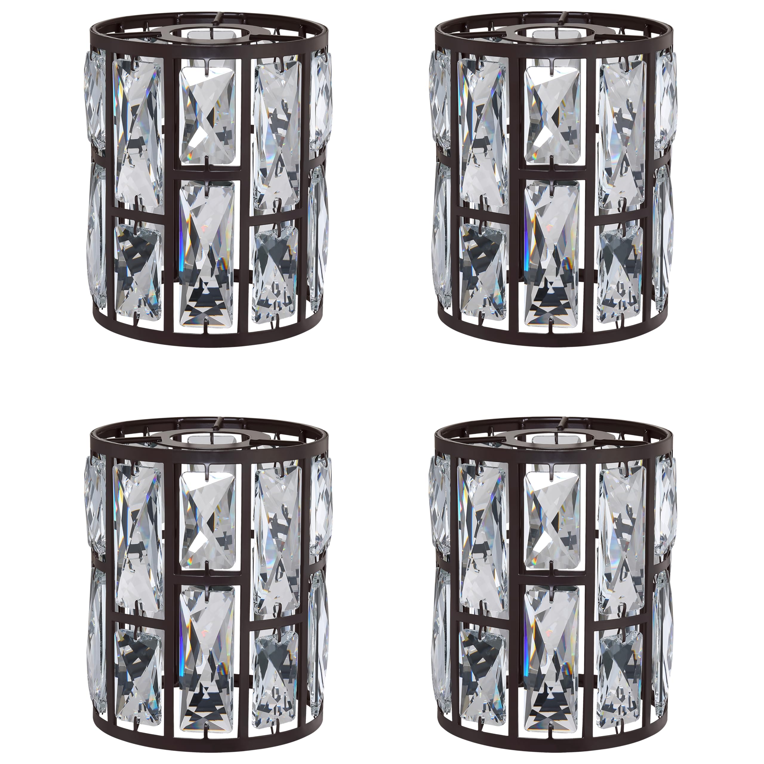 4 Pack Crystal Metal Pendant Ceiling Chandelier Wall Sconce Lamp Replacement Covers Shade Fixture Oil Rubbed Bronze Finish,1.66" Fitter Size,6.1" high*5.3" Diameter