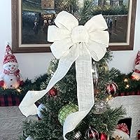 Vista 157 de Arco de corona de arpillera negra con alambre, 10 pulgadas de ancho, colas largas de 18 pulgadas, cinta de Navidad, decoración de puerta delantera