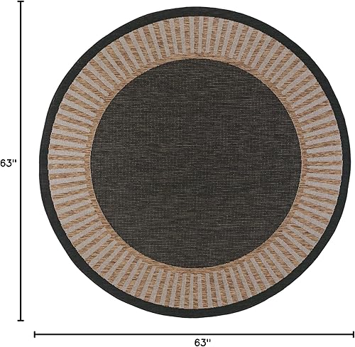 Miniatura 2 de Alfombra redonda de yute resistente al agua de 5 pies 3 pulgadas aproximadamente 6 pies para interiores y exteriores para patios jardín terraza
