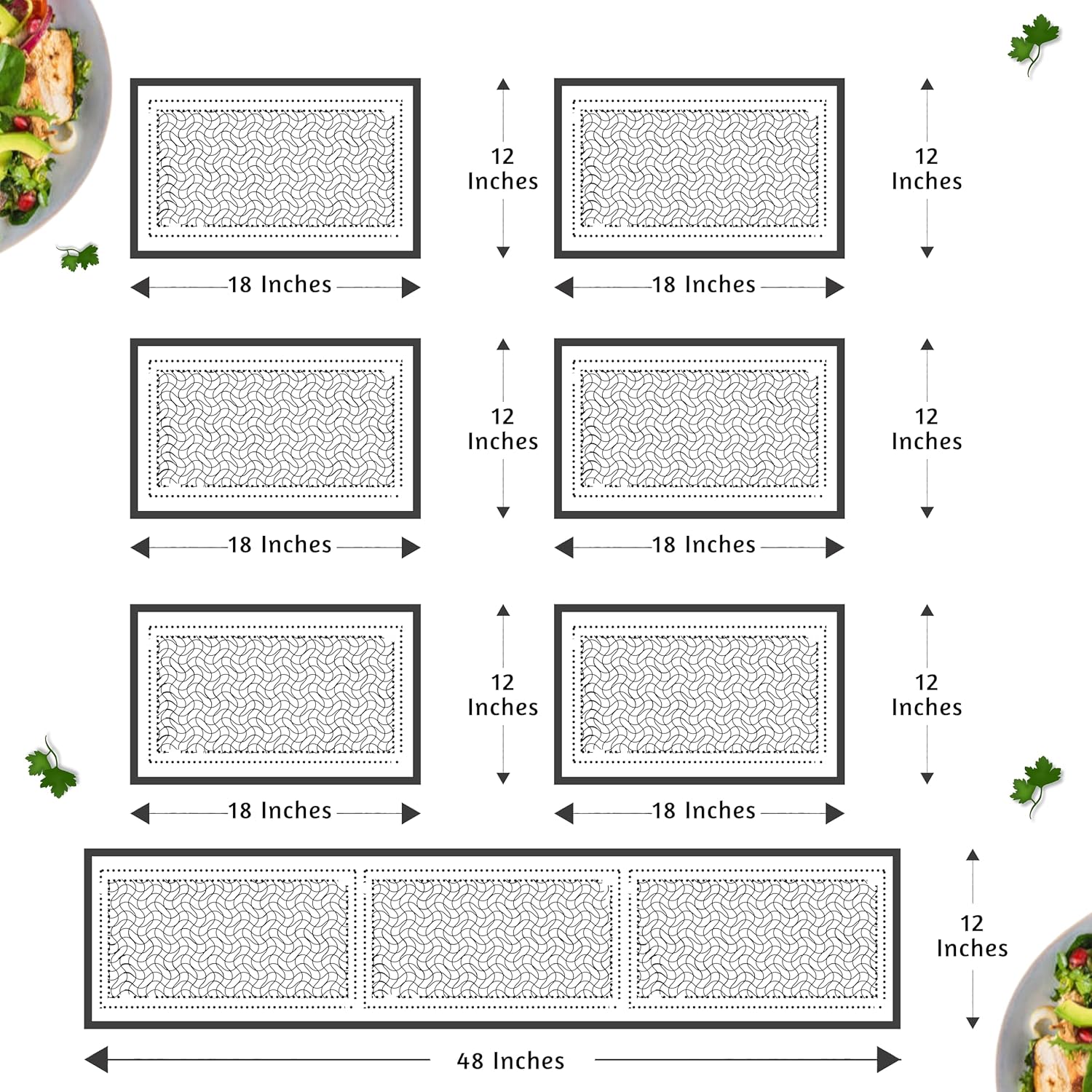 Handmade River Grass Dining Table Mats Set of 6 Pieces & Runner | Heat Resistant Korai Grass Mats | Natural Eco Friendly Madurkathi Placemats for Dining Table | Royal Black Tablemats