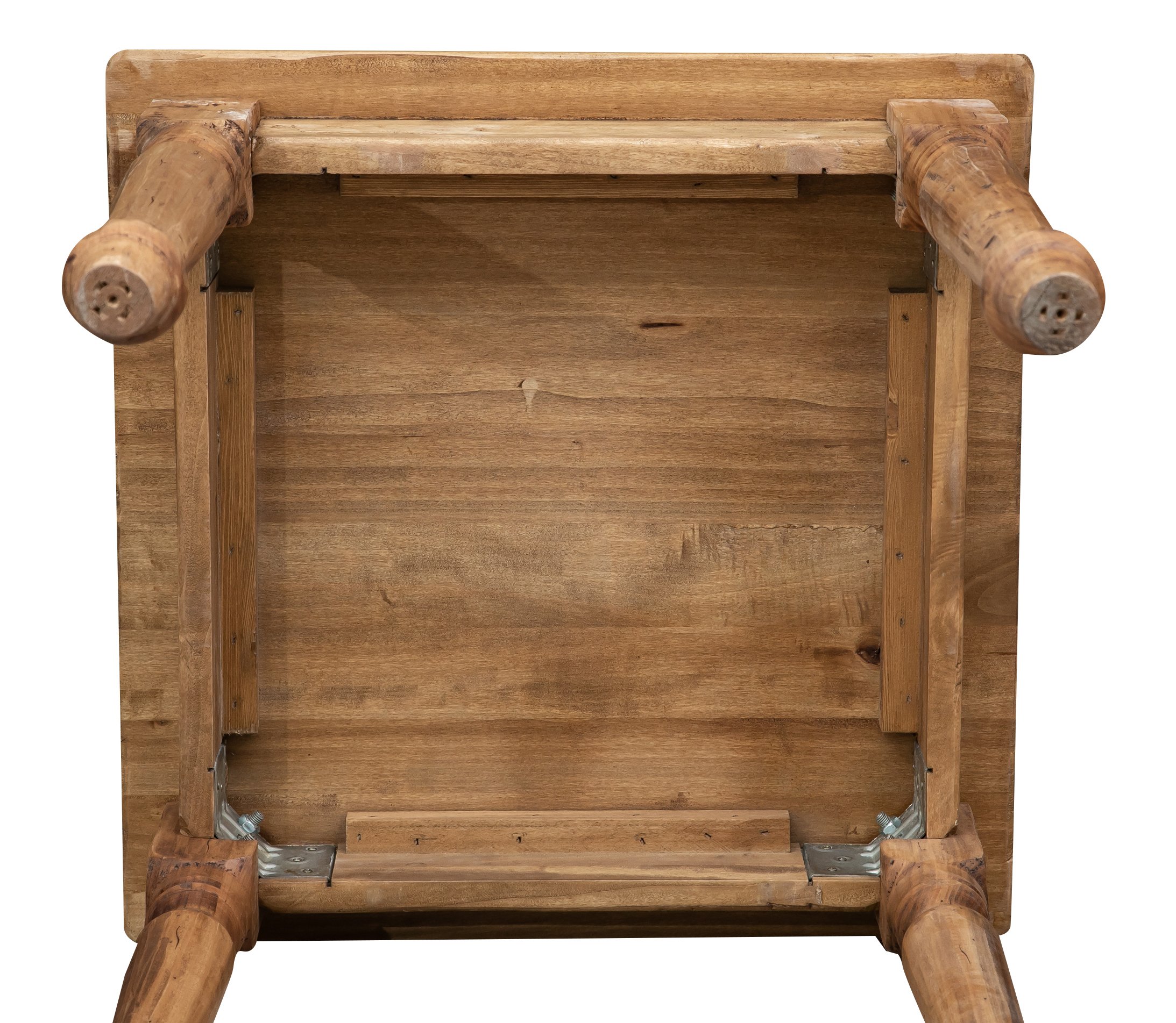 Biscottini Tavolo Quadrato In Legno Massello Di Tiglio - Stile Country – Stile Shabby - Struttura e Piano Naturale L 70 x PR 70 x H 78 cm