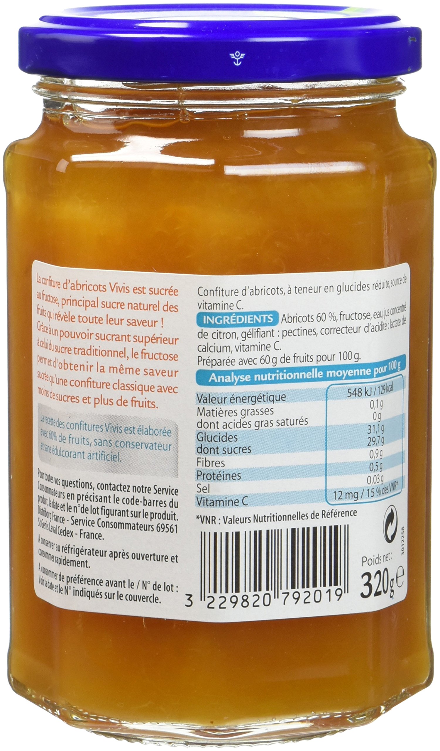 GAYELORD HAUSER - Confiture de Abricot au Fructose - Sucre Origine Végétale - 43% de sucres en moins - Lot de 1