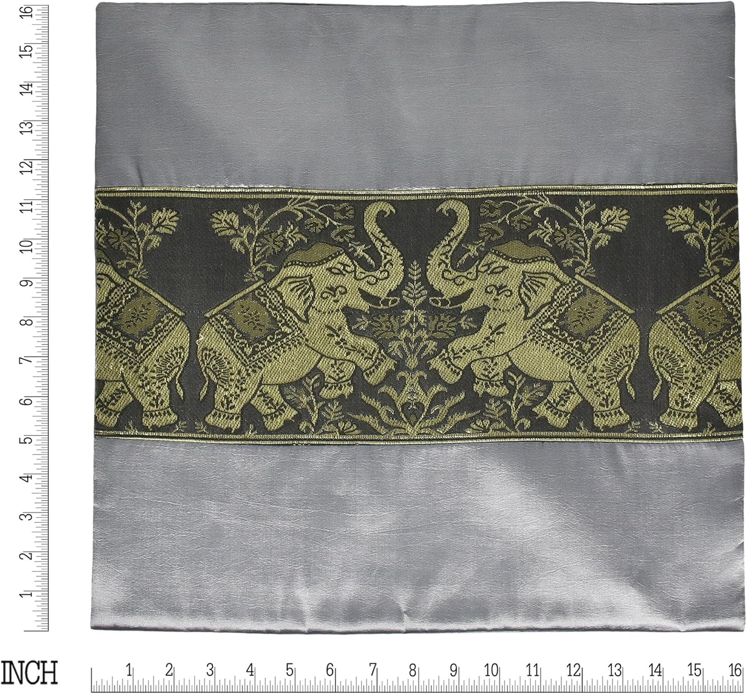 AeraVida Playful Elephant Pair Silk Throw Pillow Cushion Cover Set (Steel Gray) | Throw Pillow Covers Steel Gray Color | Sofa/Couch Pillows for Living Room | Decorative Sofa/Couch Pillows 16x16