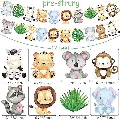 Miniatura 3 de Pancartas de safari en la selva, 2 unidades, animales de safari, fiestas de cumpleaños, decoraciones de guirnalda de fiesta temática para Wild One,