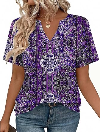 Zeagoo Womens Tops Short Sleeve V Neck Tee Shirts Cute Dressy Casual Clothing Business Work Blouse