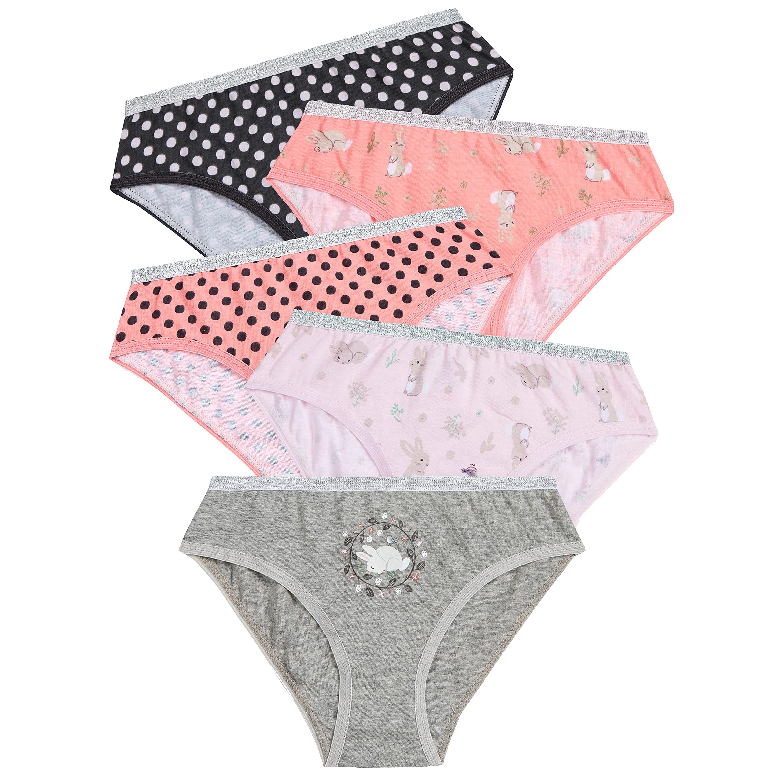 Metzuyan Girls Bunny Briefs Underwear Hipsters 100% Cotton Underpants Knickers 2-3
