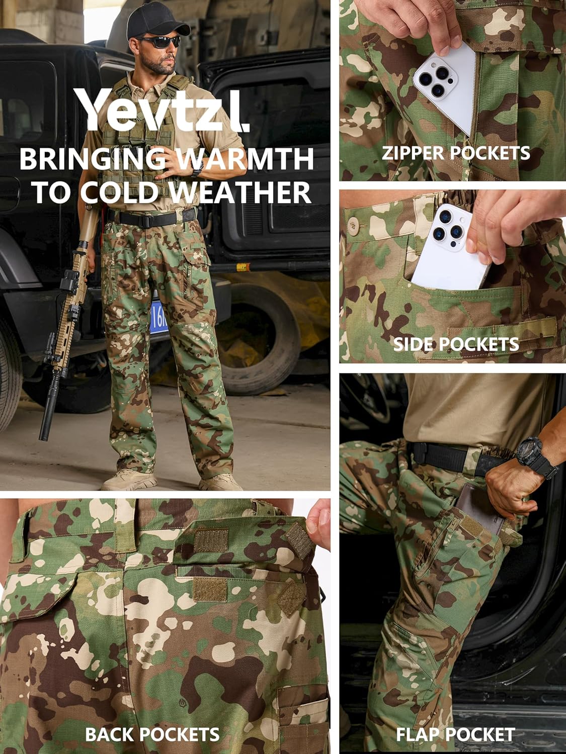 Men's Fleece Lined Tactical Pants Insulated Winter Cargo Thermal Work Pants Mens Snow Hiking Pants for Cold Weather - Image 4