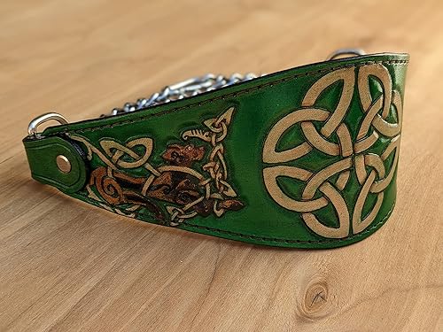 Miniatura 6 de Celtic Dog Knots, Celtic Irish Wolfhound Tapered Leather Martingale Collar, Padded Leather Dog Collar, 3D Handmade Dog Collar, Airbrush Art, Custom