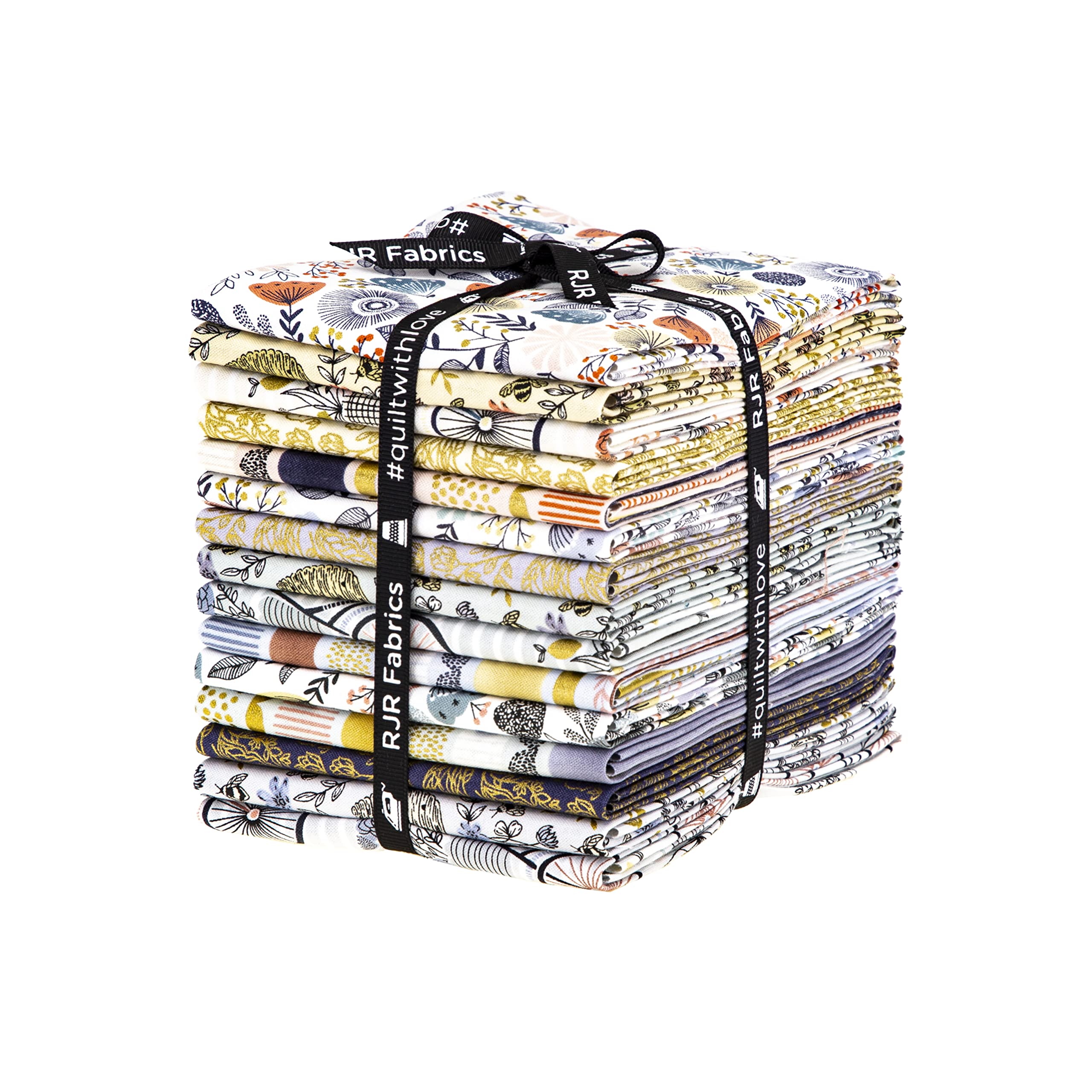 Summer in The Cotswolds Fat Quarter Bundle (15 Pieces) by Jade Mosinski for RJR Fabrics 18 x 21 inches (45.72 cm x 53.34 cm) Fabric cuts