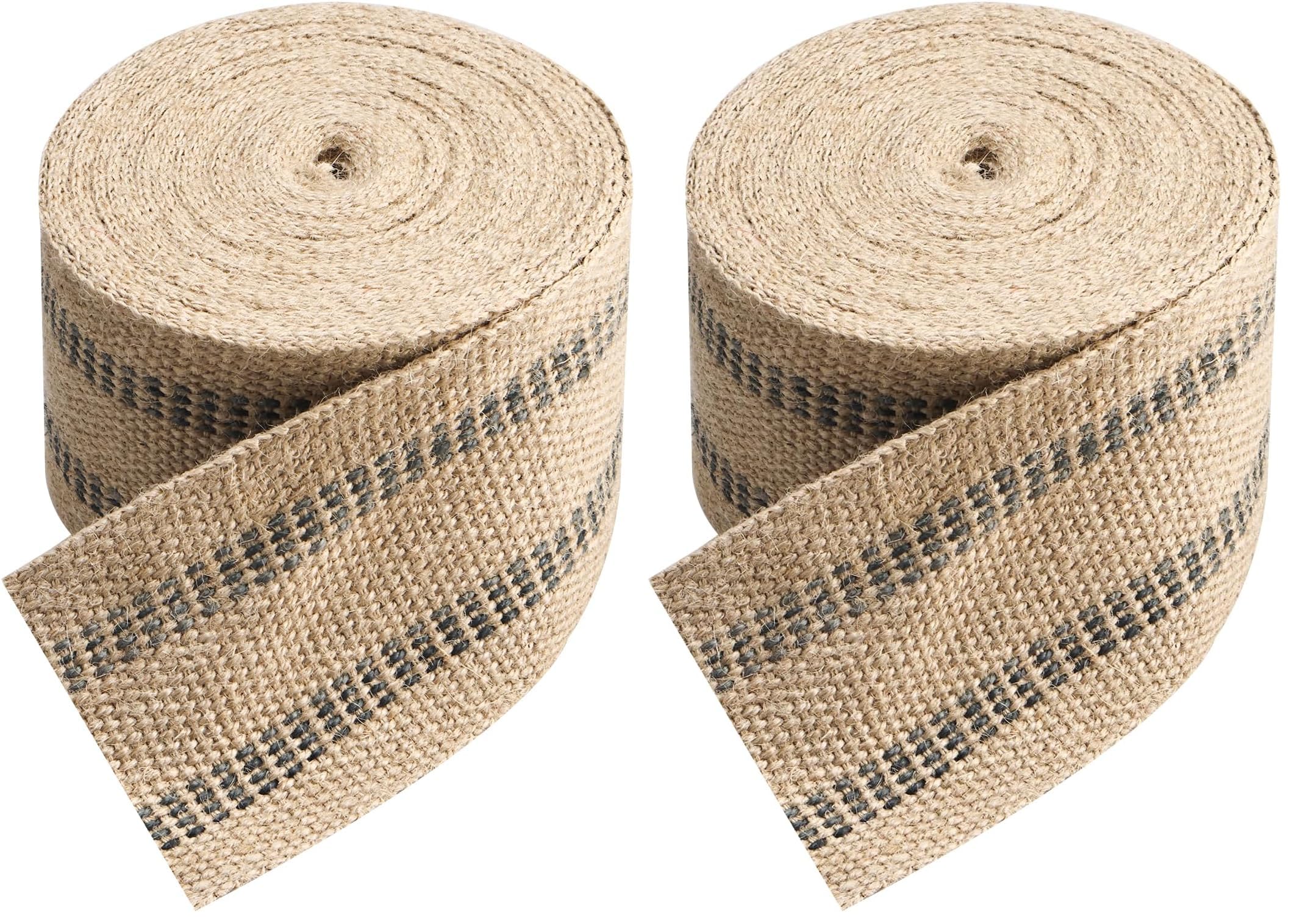 YaeCCC Craft Jute Webbing Tape, 3.5" x 10 Yd,Upholstery Webbing for Chair Repair, Sofa,Crafting, Burlap Ribbon, Upholstery (Pack of 2)