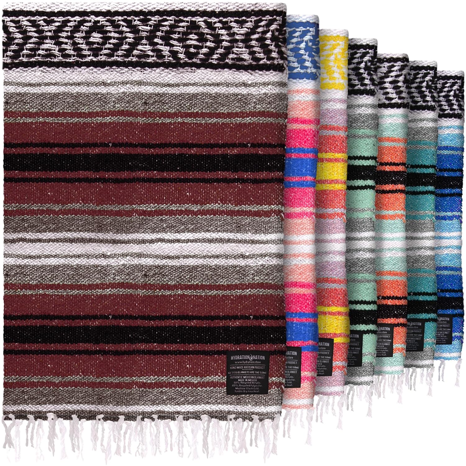 Mexican Blanket Authentic Handmade Falsa - Durable Lightweight Baja Indian Blanket for Yoga Beach Camping Picnic Car Truck