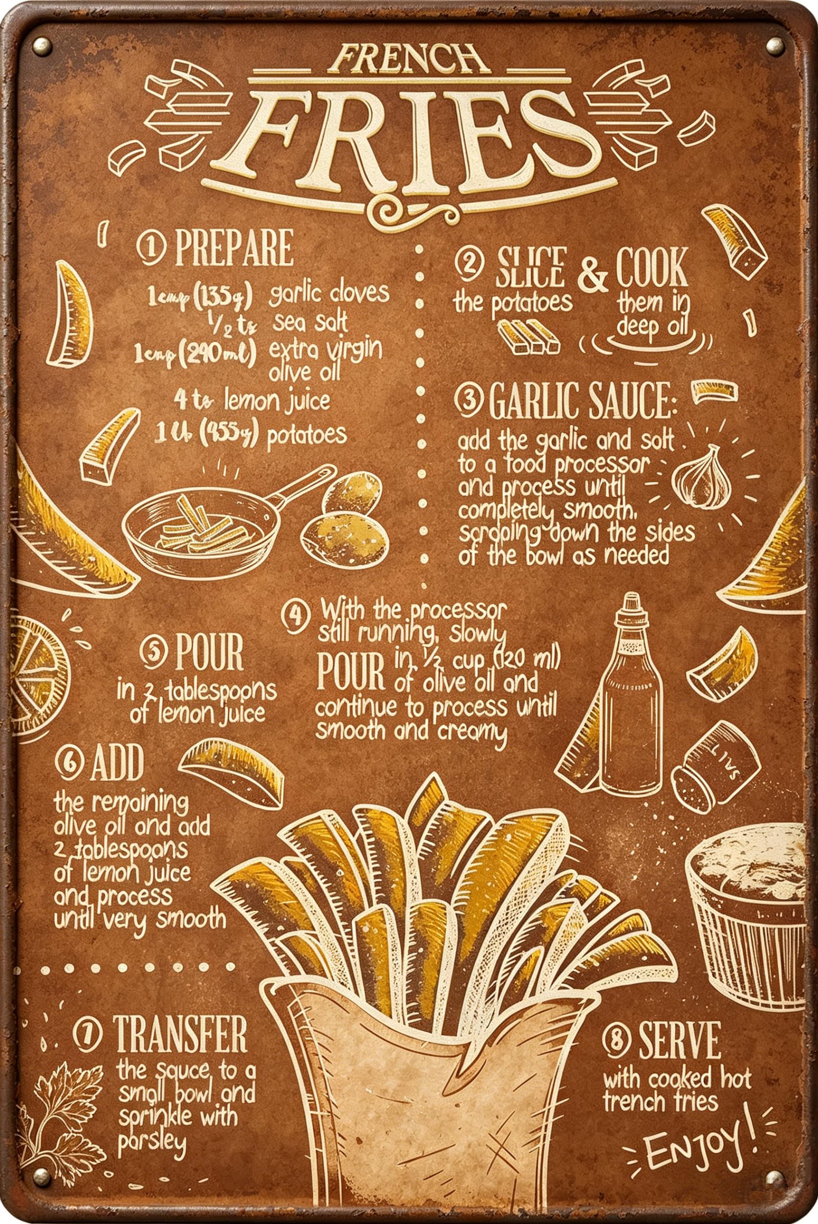 Liantsh 01 Fast Food Vintage Tin Sign - French Fries Retro Metel Sign - Wall Decor Wall Sign For Kitchen Bakery Cafe Restaurant (01)