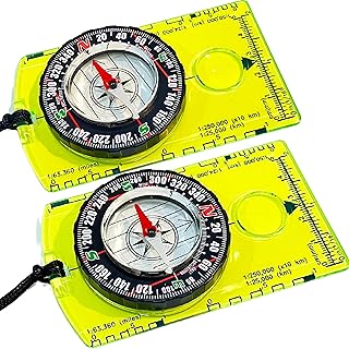 Pack of 2 Orienteering Compass Hiking-Compasses boy Scout Kids- Magnetic Gear Set Navigation map- Brujulas orientacion-Backpacking Camping Hunting Survival.