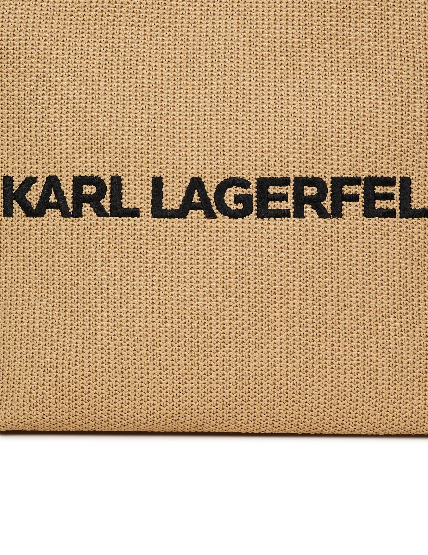 KARL LAGERFELD Bolsa de playa tejida cuadrada grande con logotipo