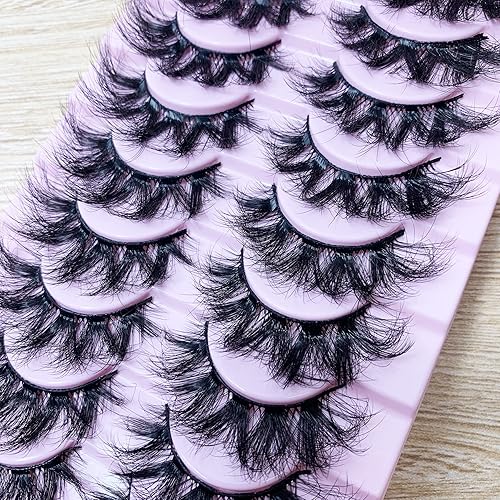 Miniatura 4 de Pestañas postizas de visón sintético, aspecto natural, esponjosas, ojo de gato 8D, pestañas postizas dramáticas de volumen corto, 10 pares a granel